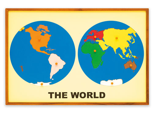 Kita "Hamburg" Montessori - Puzzle Weltkarte. Kontinente. Zwei Halbkugeln